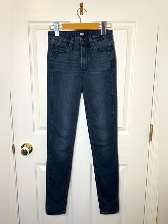 PAIGE Denim - PAIGE Navy/Charcoal High-Rise Skinny Jeans